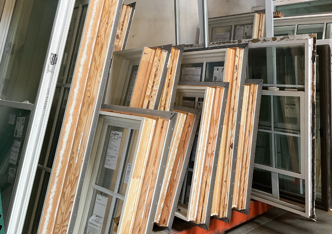 Variety of discounted windows on sale at ReStore