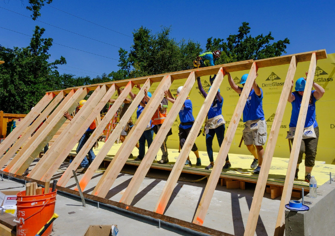 Habitat for Humanity Volunteers Building a Home